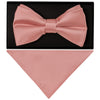 Plain Rose Gold Handmade Mens Bow Tie and Pocket Square Set