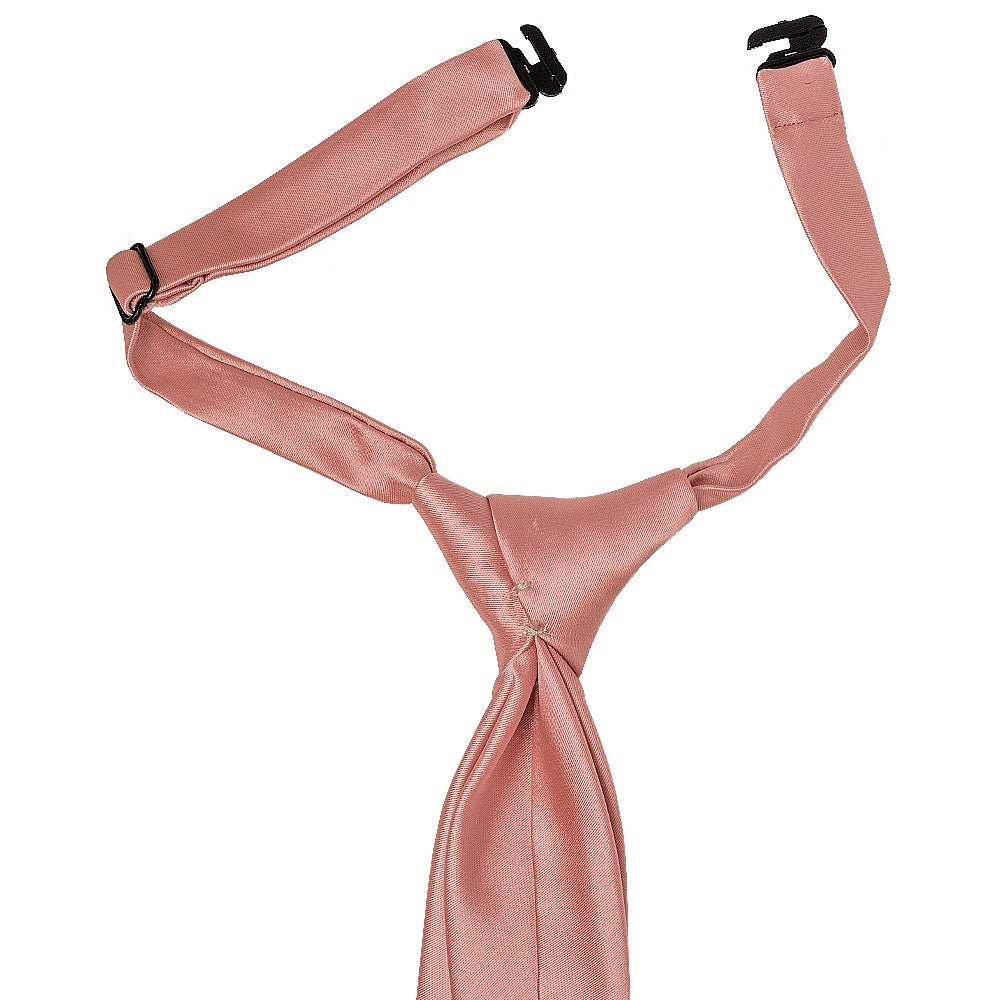 Pre Tied Plain Rose Gold Satin Boys Tie Age 4 7 2