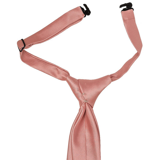 Pre Tied Plain Rose Gold Satin Boys Tie Age 4 7 2