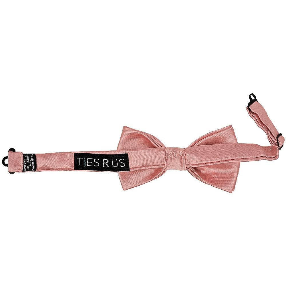 Pre Tied Rose Gold Satin Boys Bow Tie Age 8 11 2