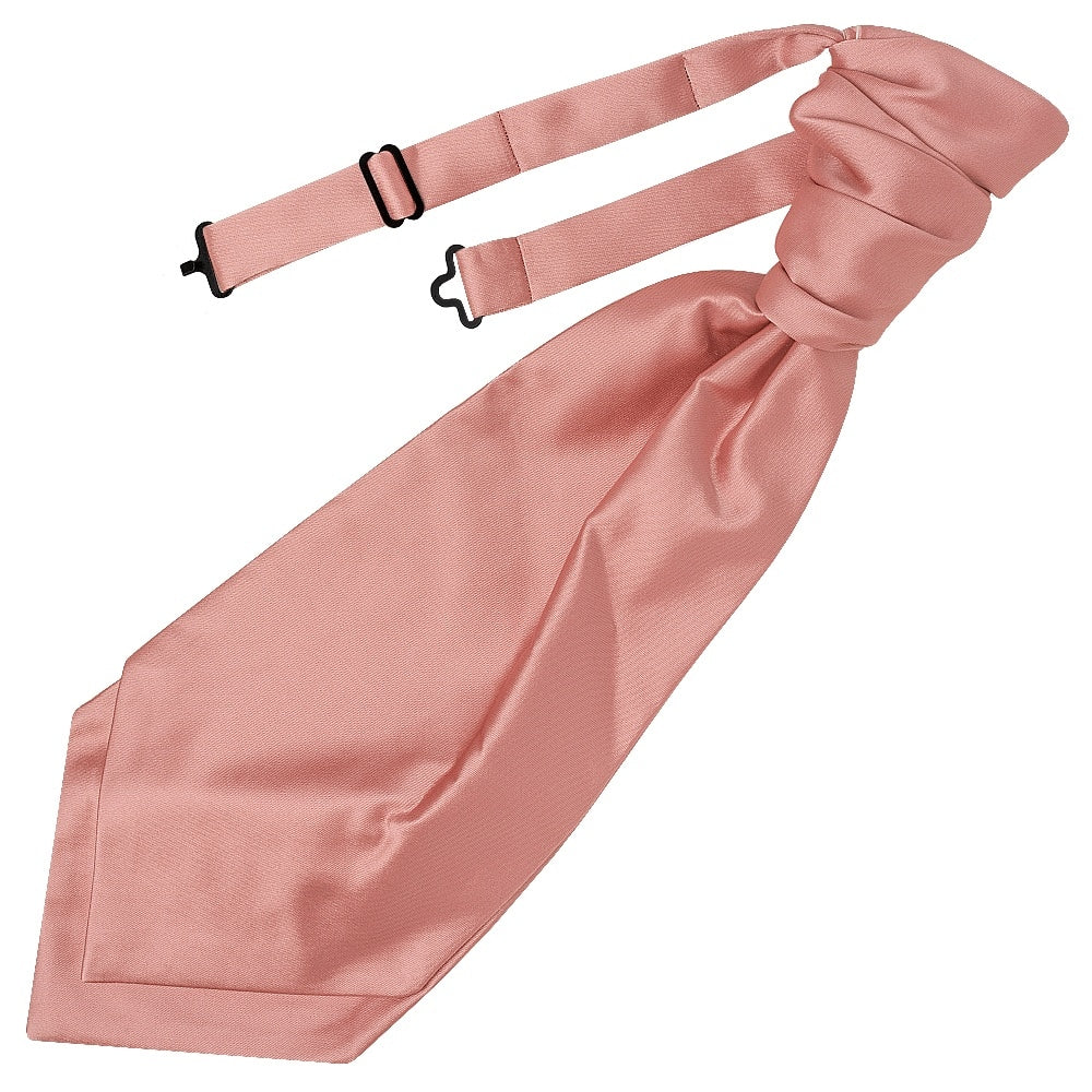 Plain Rose Gold Satin Mens Cravat Tie And Pocket Square Set 2