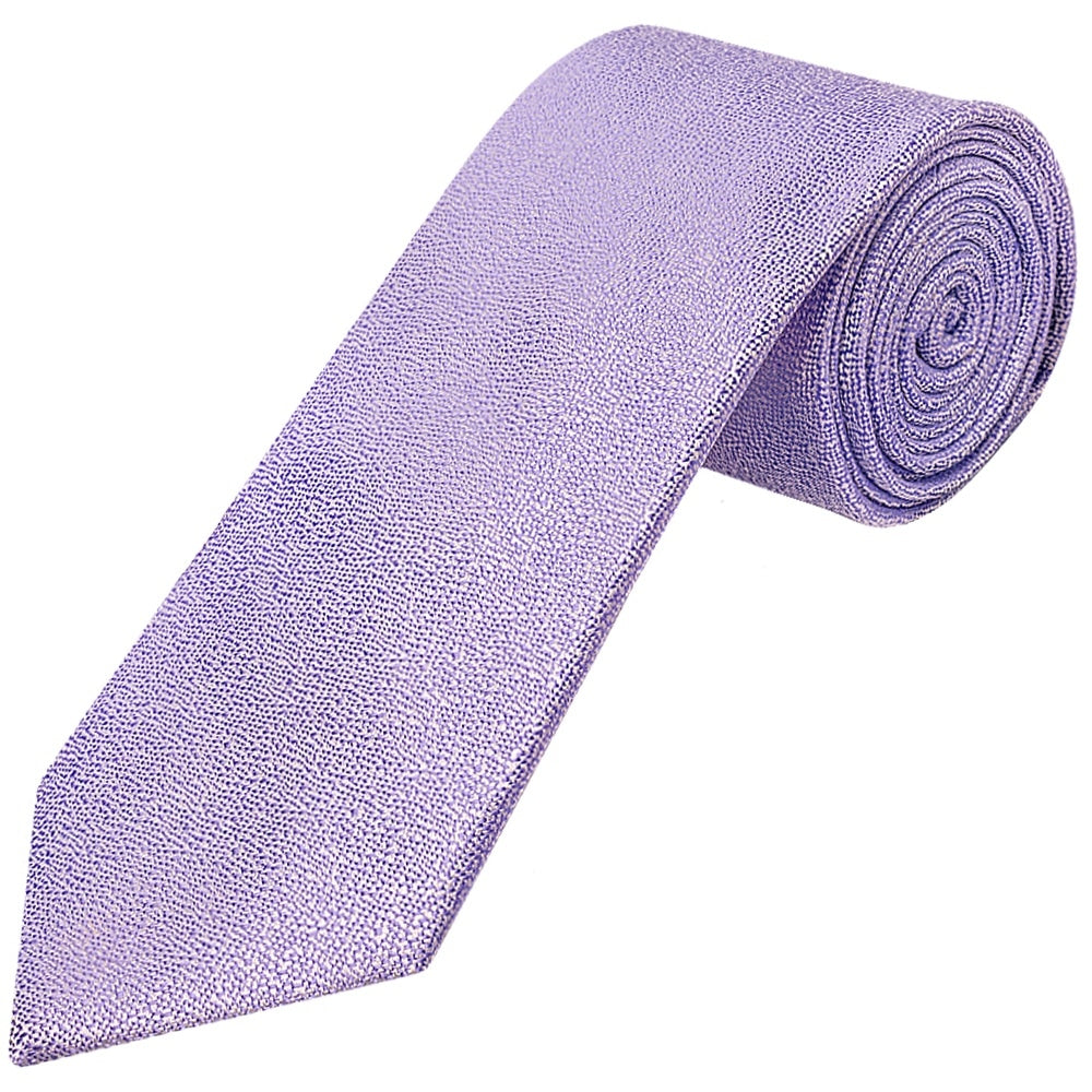 Plain Purple Textured Silk Classic Mens Tie And Pocket Square Set 2