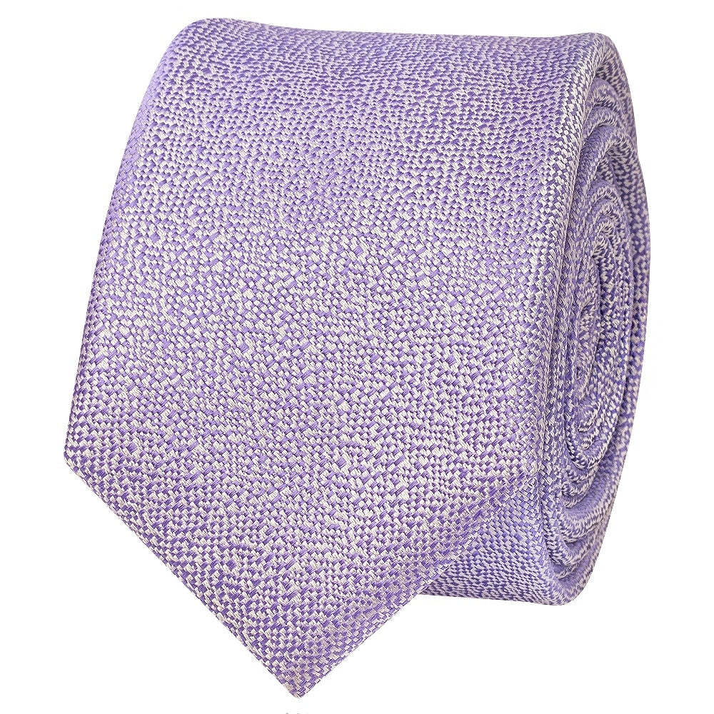 Plain Purple Textured Silk Skinny Mens Tie And Pocket Square Set 3