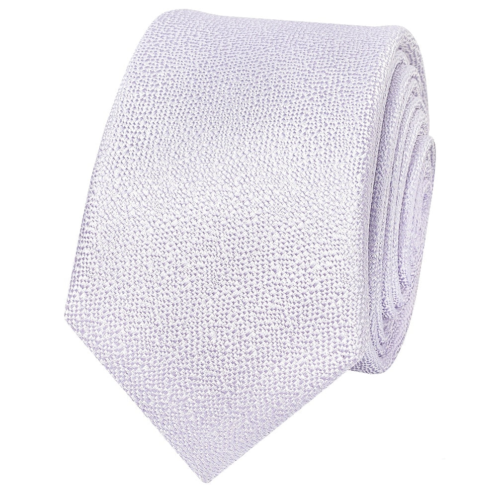 Plain Lilac Textured Silk Skinny Mens Tie 2