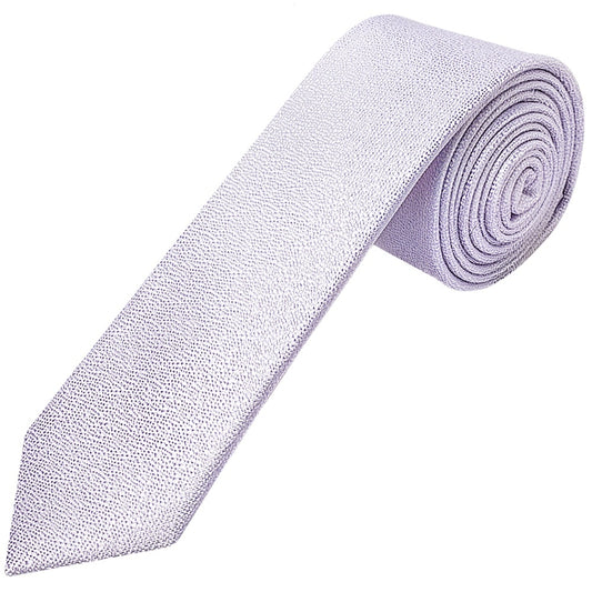 Plain Lilac Textured Silk Skinny Boys Tie 1