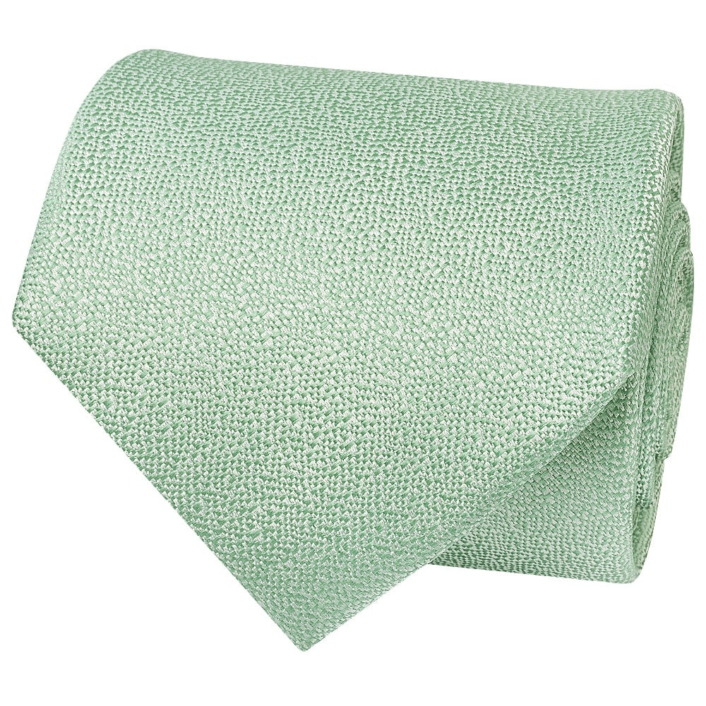 Plain Green Textured Silk Classic Mens Tie And Pocket Square Set 3