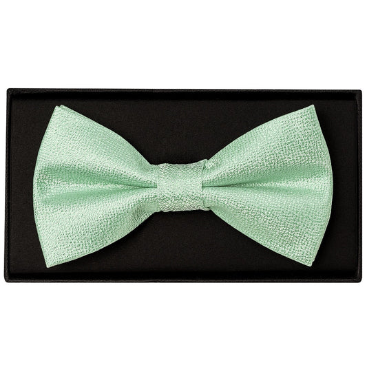 Plain Green Textured Silk Mens Bow Tie 1