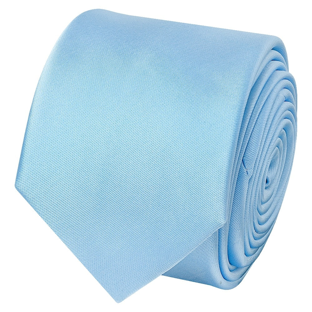 Plain Sky Blue Satin Skinny Mens Tie 2