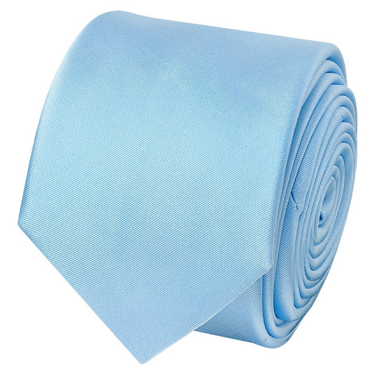 Plain Sky Blue Satin Skinny Mens Tie 2