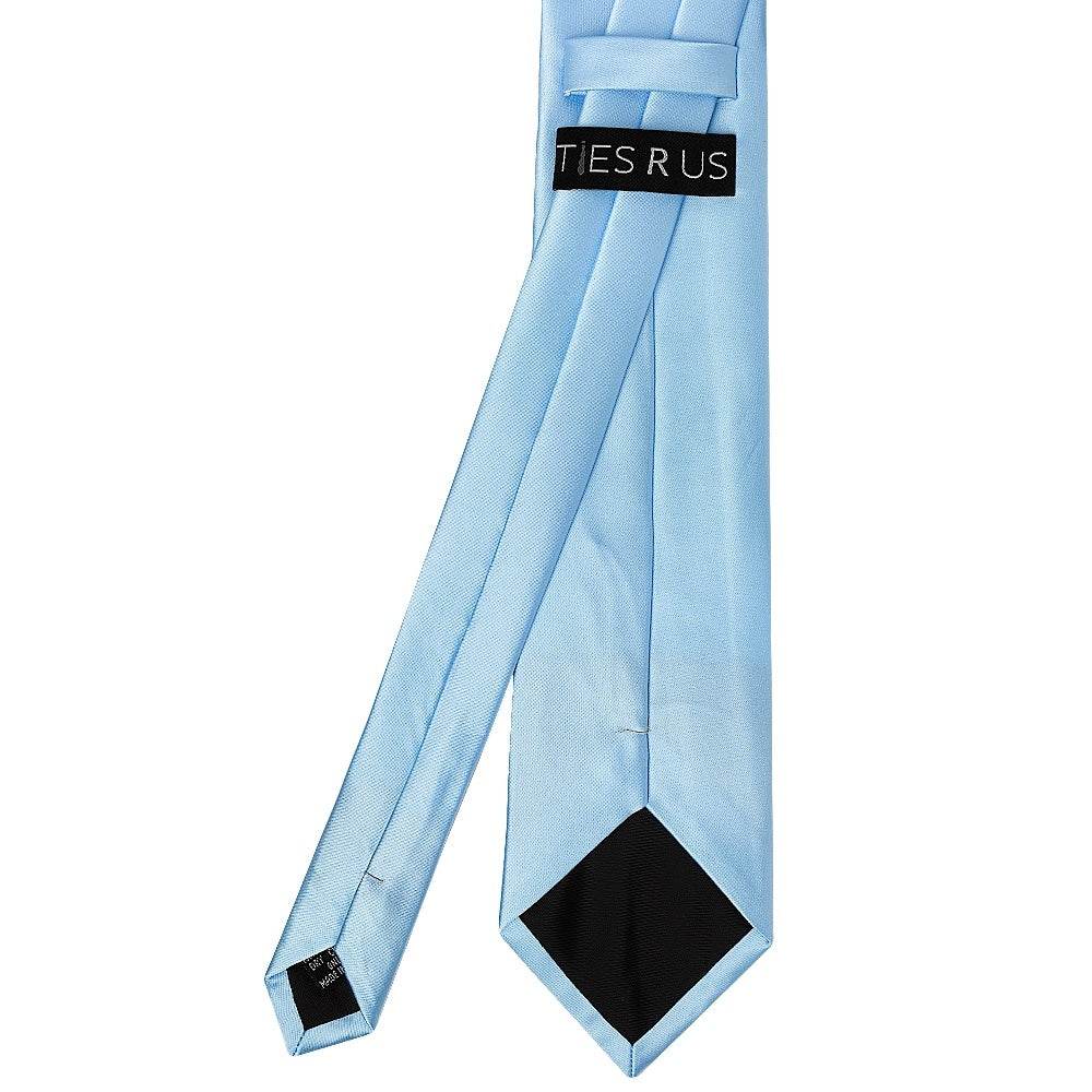 Plain Sky Blue Satin Classic Mens Tie And Pocket Square Set 5
