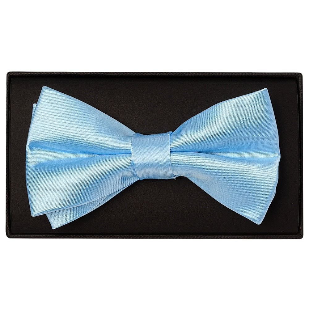 Plain Sky Blue Handmade Mens Bow Tie 1
