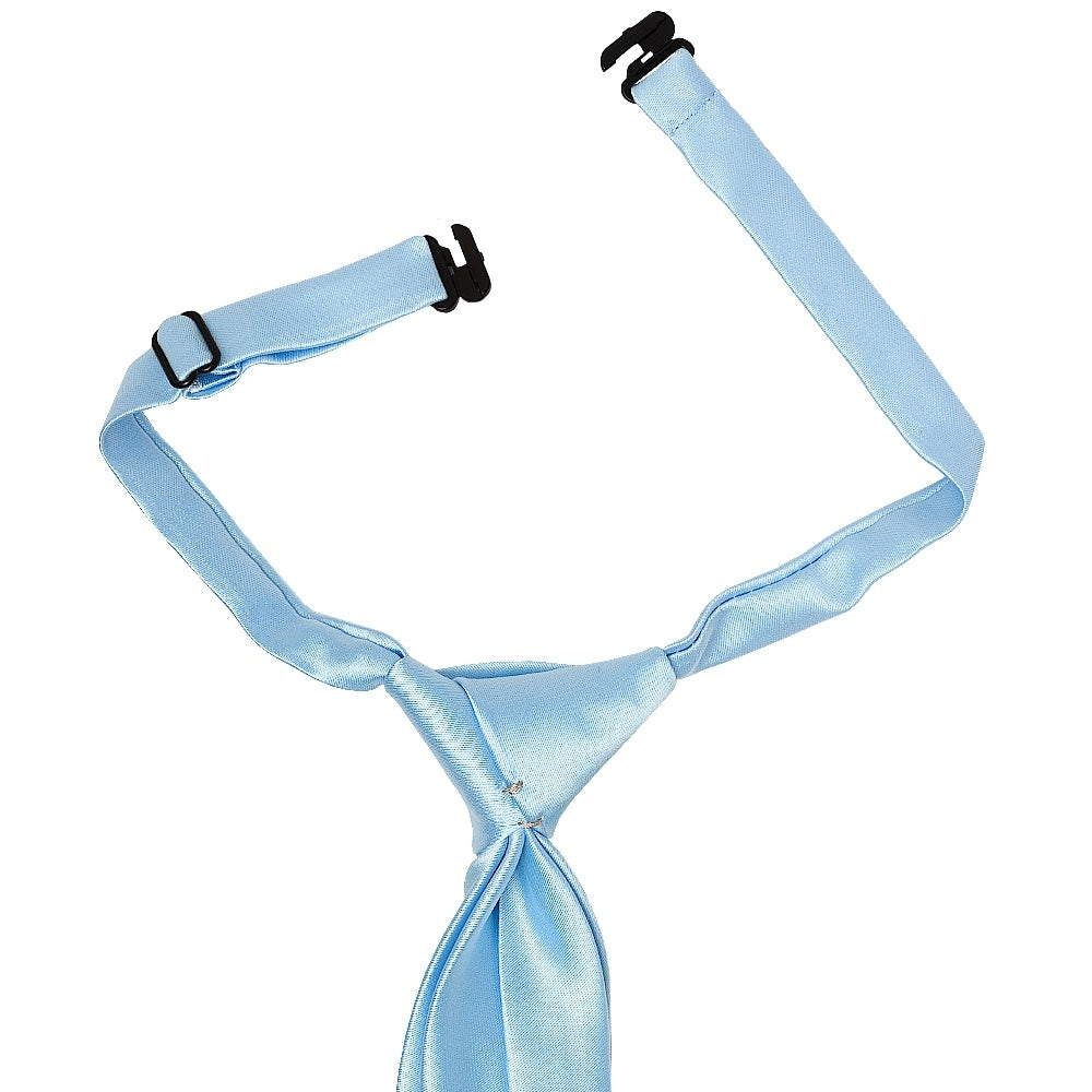Pre Tied Sky Blue Satin Boys Tie Age 4 7 2