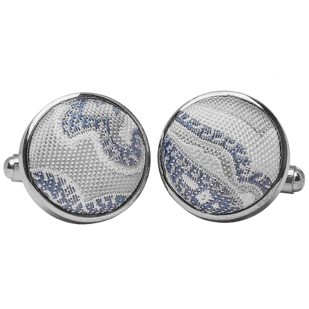 Silver And Blue Paisley Cufflinks 1
