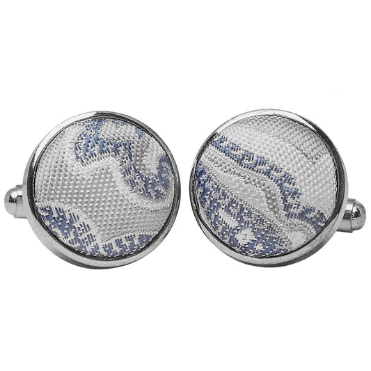 Silver And Blue Paisley Cufflinks 1