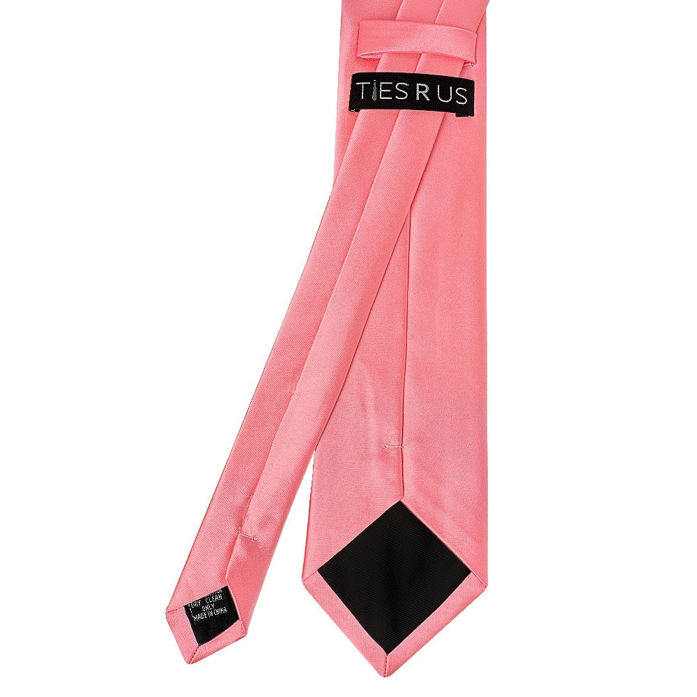 Plain Light Coral Pink Satin Classic Mens Tie 4