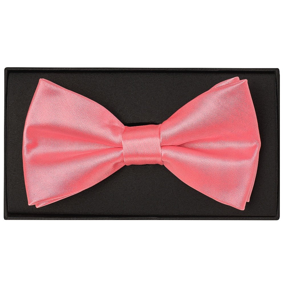 Plain Light Coral Pink Handmade Mens Bow Tie 1