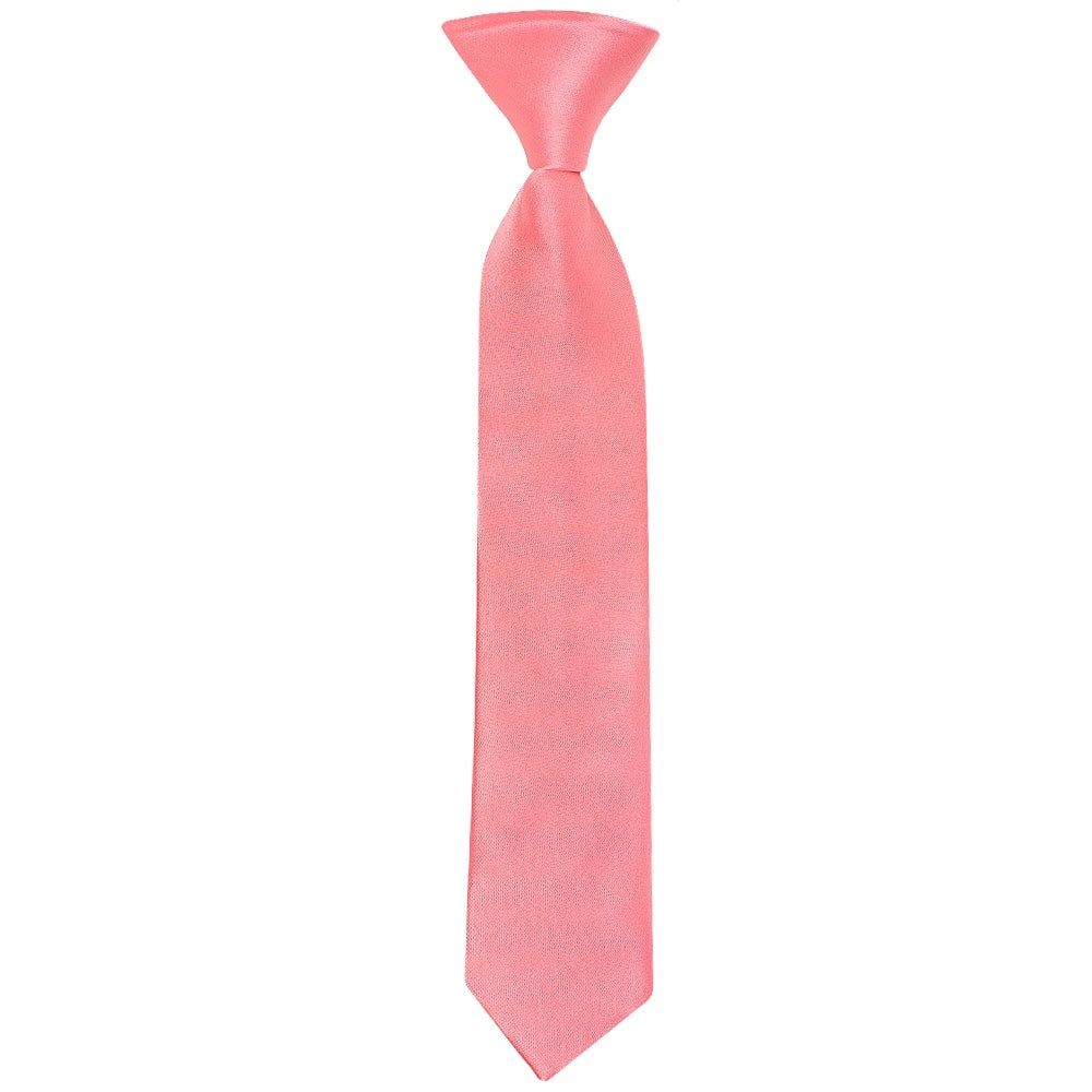 Pre Tied Light Coral Pink Satin Boys Tie Age 4 7 1