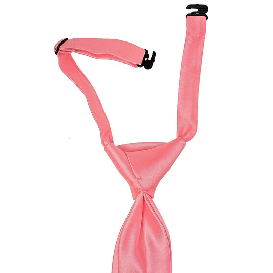 Pre Tied Light Coral Pink Satin Boys Tie Age 4 7 2