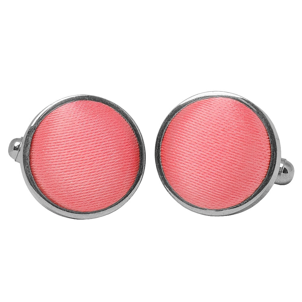 Plain Light Coral Pink Cufflinks 1