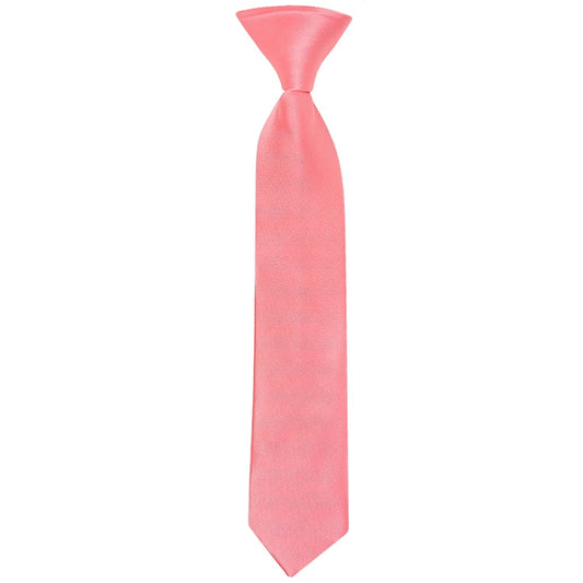 Pre Tied Light Coral Pink Satin Boys Tie And Pocket Square Set Age 4 7 2
