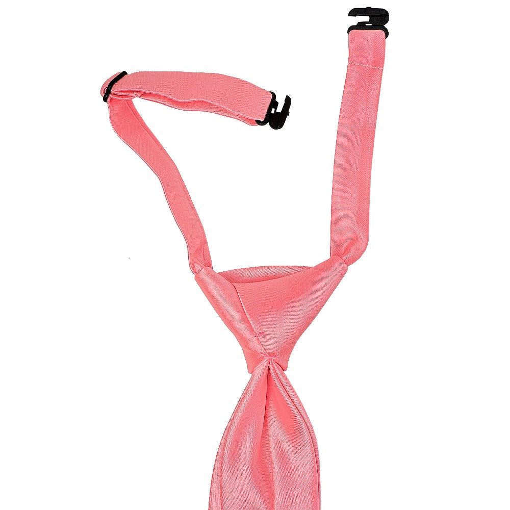 Pre Tied Light Coral Pink Satin Boys Tie And Pocket Square Set Age 4 7 3