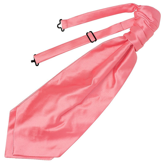 Plain Light Coral Pink Satin Mens Cravat Tie And Pocket Square Set 2