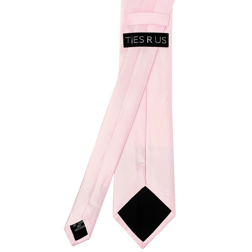 Plain Blush Pink Satin Classic Mens Tie And Pocket Square Set 5