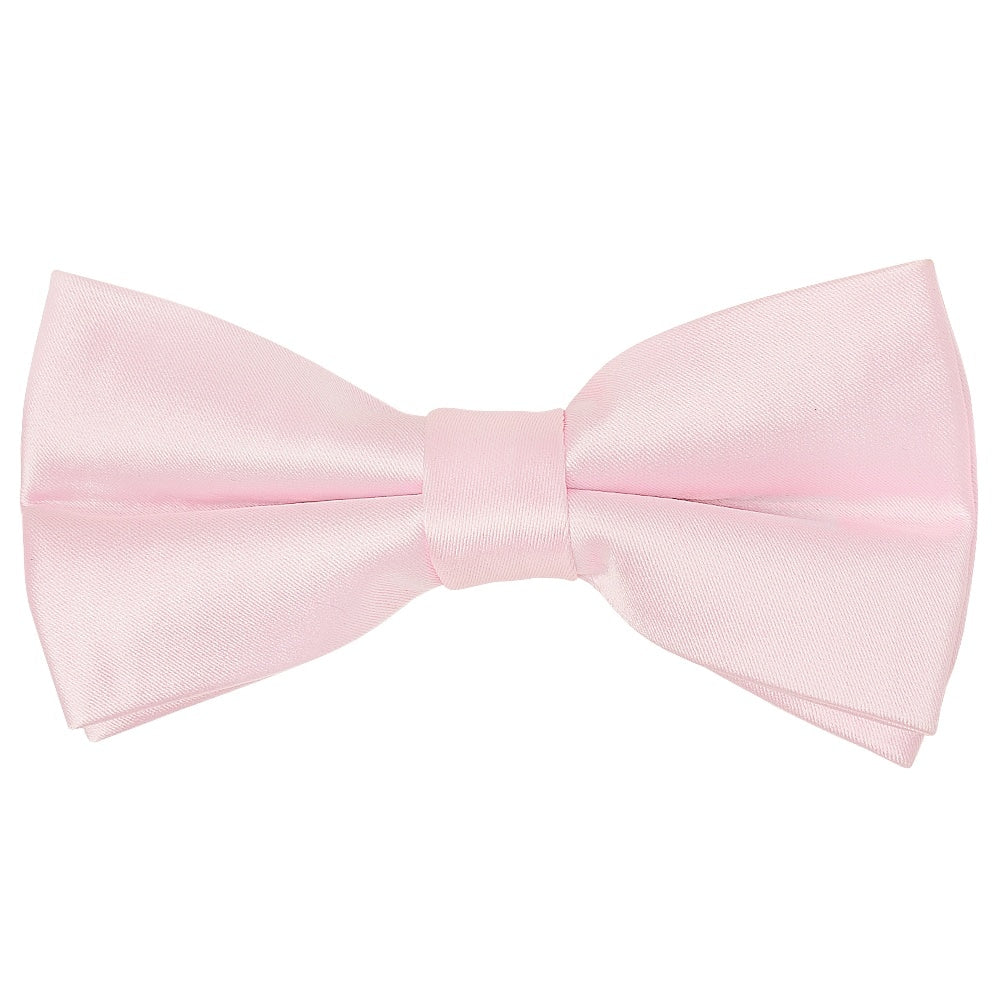 Pre Tied Blush Pink Satin Boys Bow Tie and Pocket Square Set