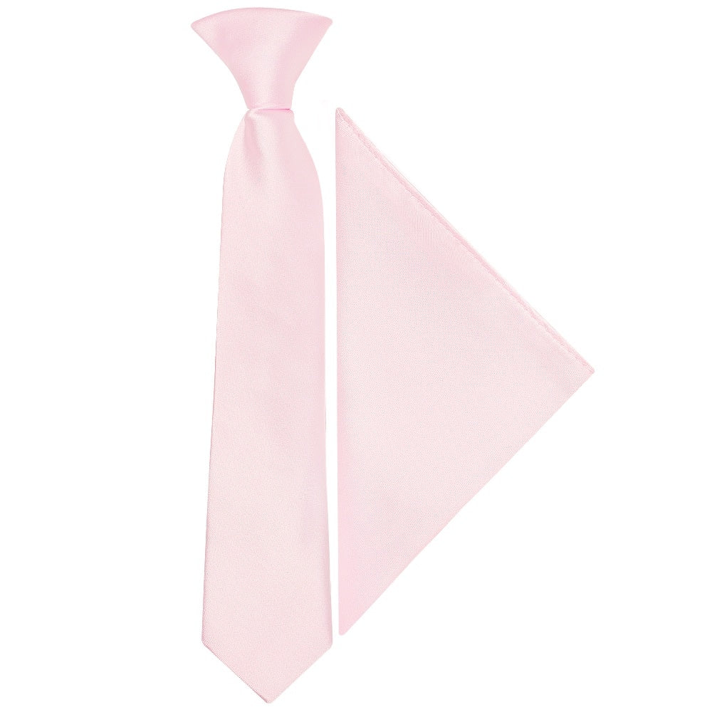 Pre Tied Blush Pink Satin Boys Tie And Pocket Square Set Age 4 7 1