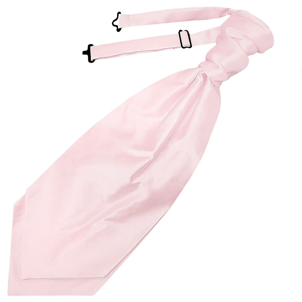 Plain Blush Pink Satin Mens Cravat Tie And Pocket Square Set 2