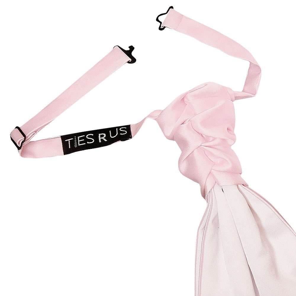 Plain Blush Pink Satin Mens Cravat Tie And Pocket Square Set 3