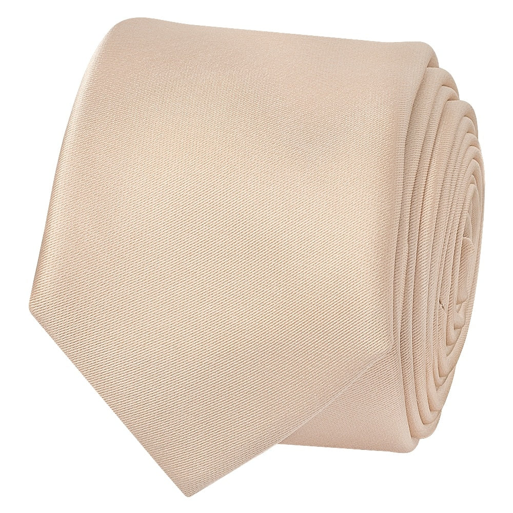 Plain Nude Satin Skinny Mens Tie 2