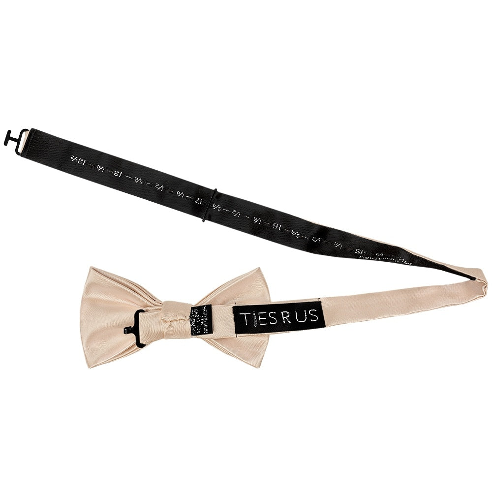 Plain Nude Satin Mens Bow Tie 2