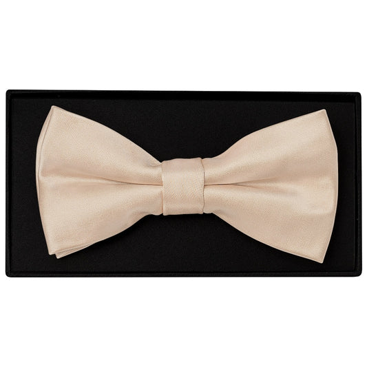 Plain Nude Satin Mens Bow Tie And Pocket Square Set 2