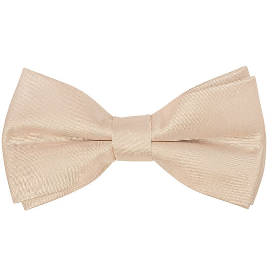 Pre Tied Nude Satin Boys Bow Tie And Pocket Square Set 2