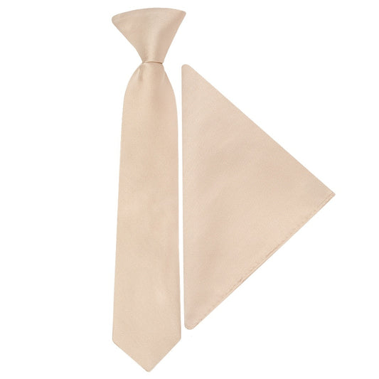 Pre Tied Nude Satin Boys Tie And Pocket Square Set Age 4 7 1