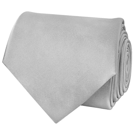 Plain Silver Satin Classic Mens Tie