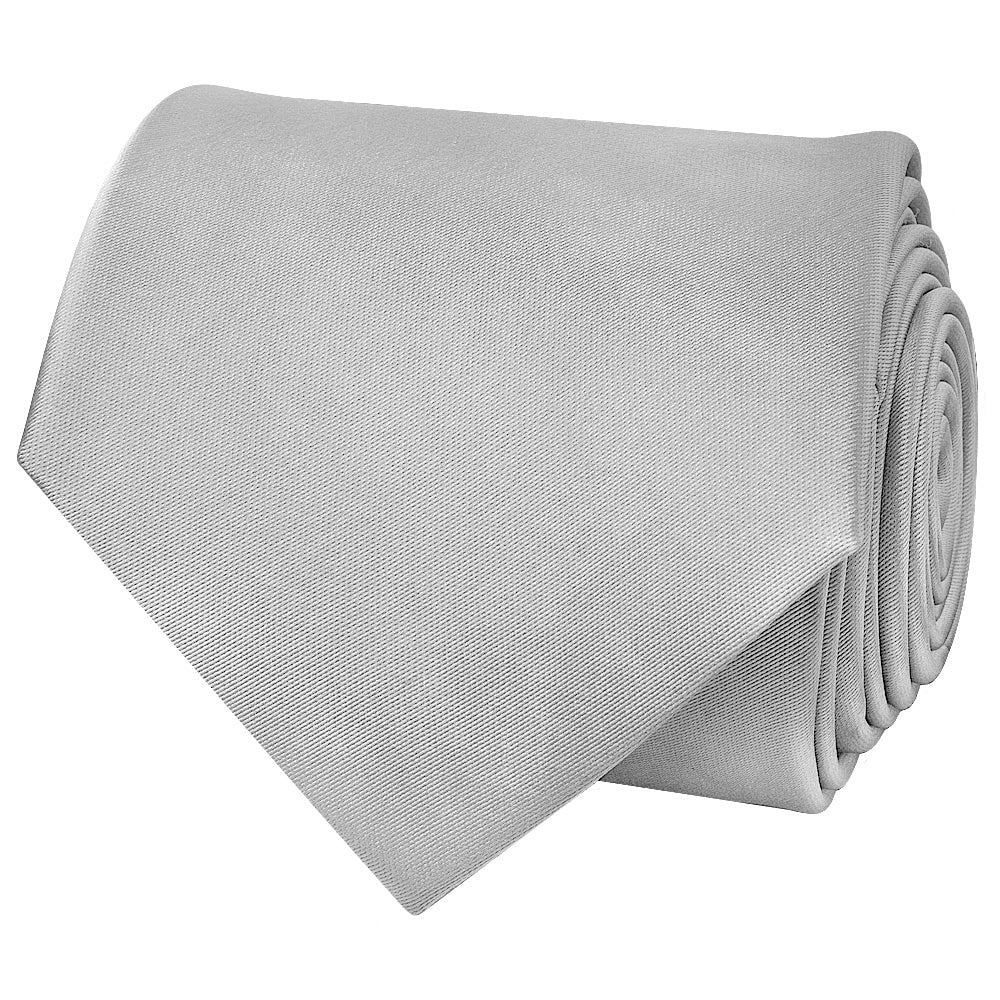 Plain Silver Satin Classic Mens Tie 3