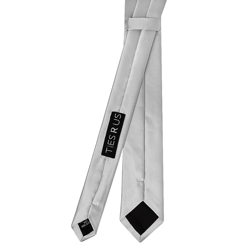 Silver Satin Skinny Boys Tie 3