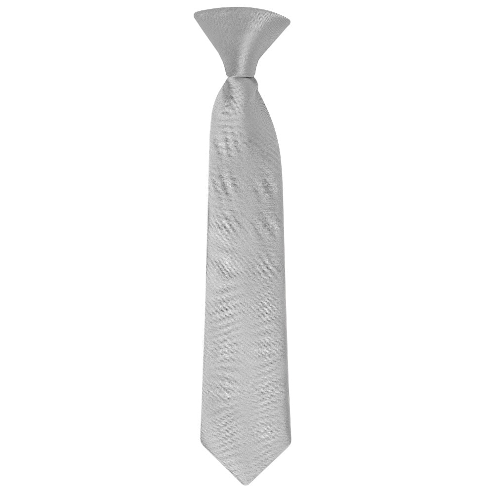 Pre Tied Silver Satin Boys Tie Age 4 7 1