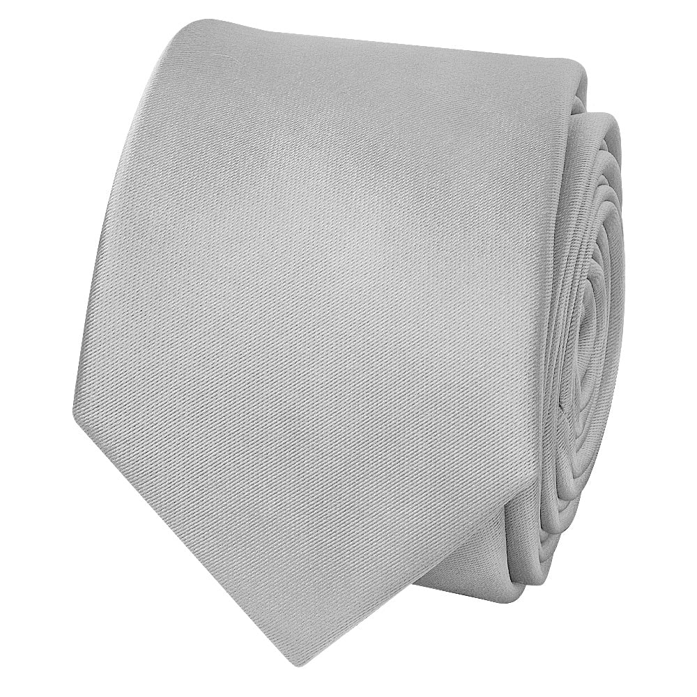 Silver Satin Skinny Boys Tie And Pocket Square Set 3