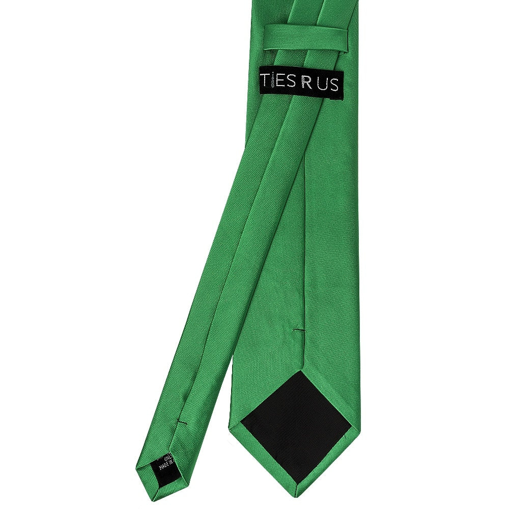 Plain Emerald Green Satin Classic Mens Tie And Pocket Square Set 5