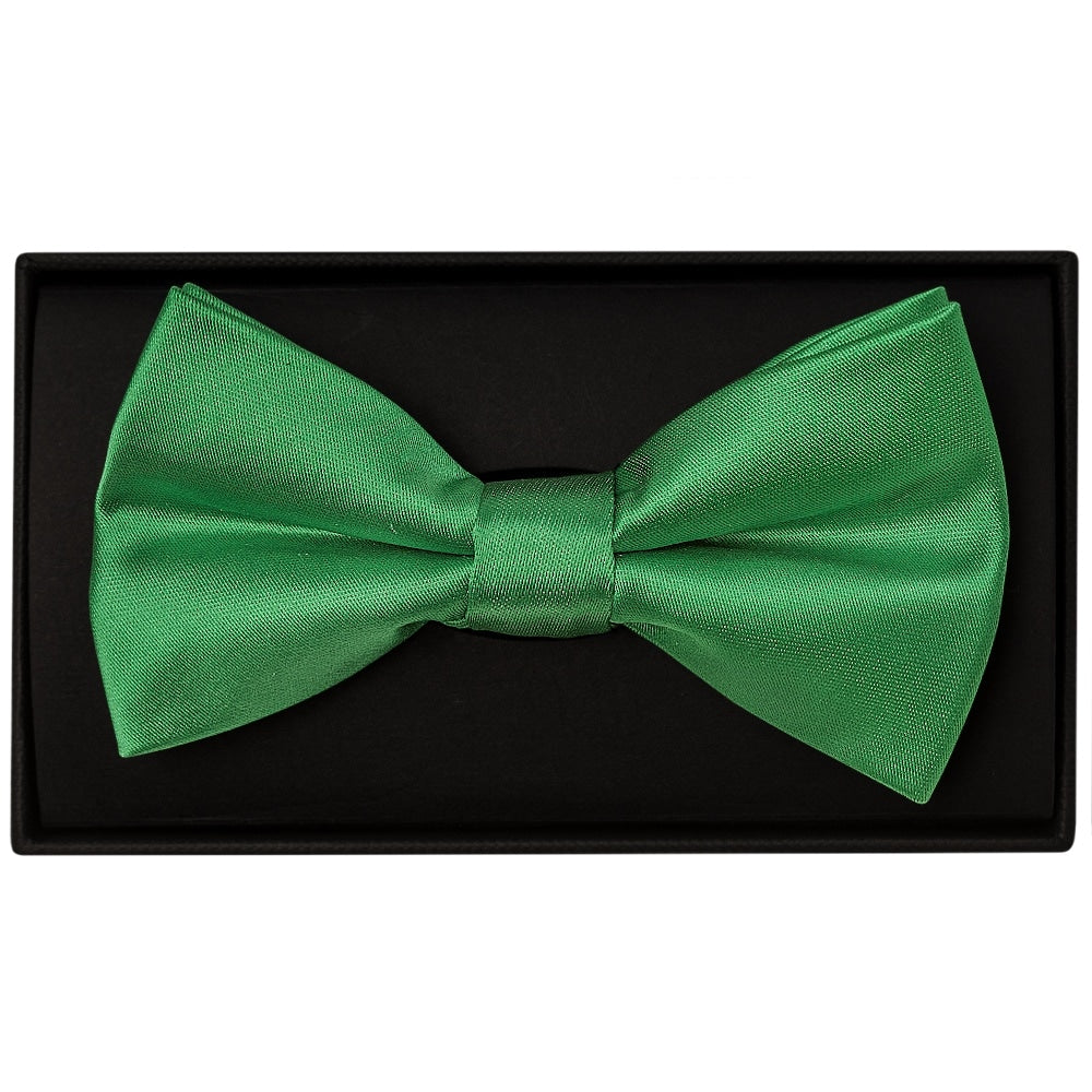Plain Emerald Green Hand Made Mens Bow Tie And Pocket Square Set 2