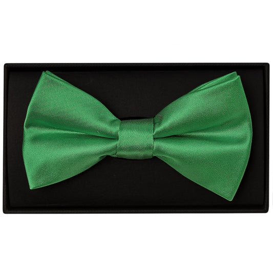Plain Emerald Green Hand Made Mens Bow Tie And Pocket Square Set 2