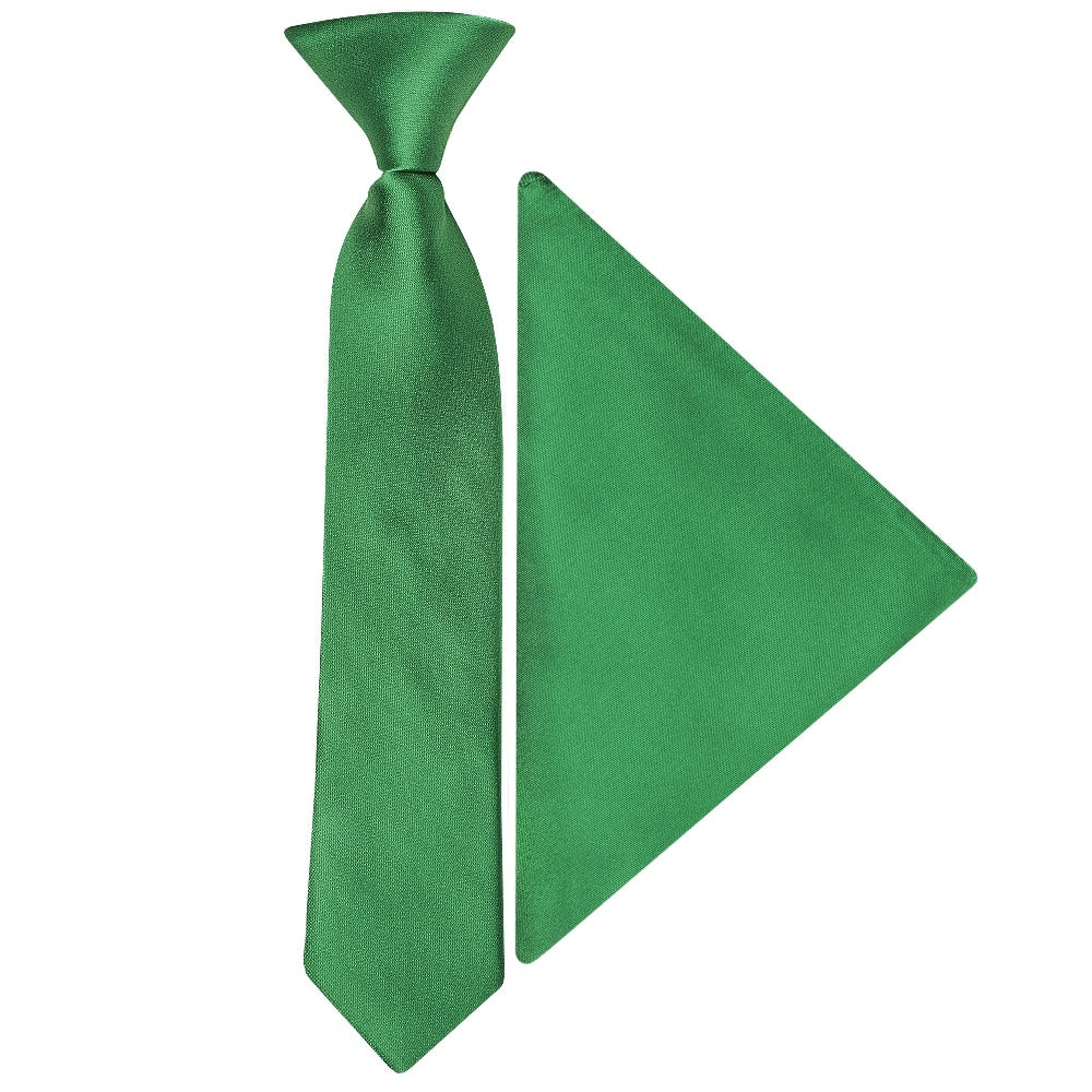 Pre Tied Emerald Green Satin Boys Tie And Pocket Square Set Age 4 7 1