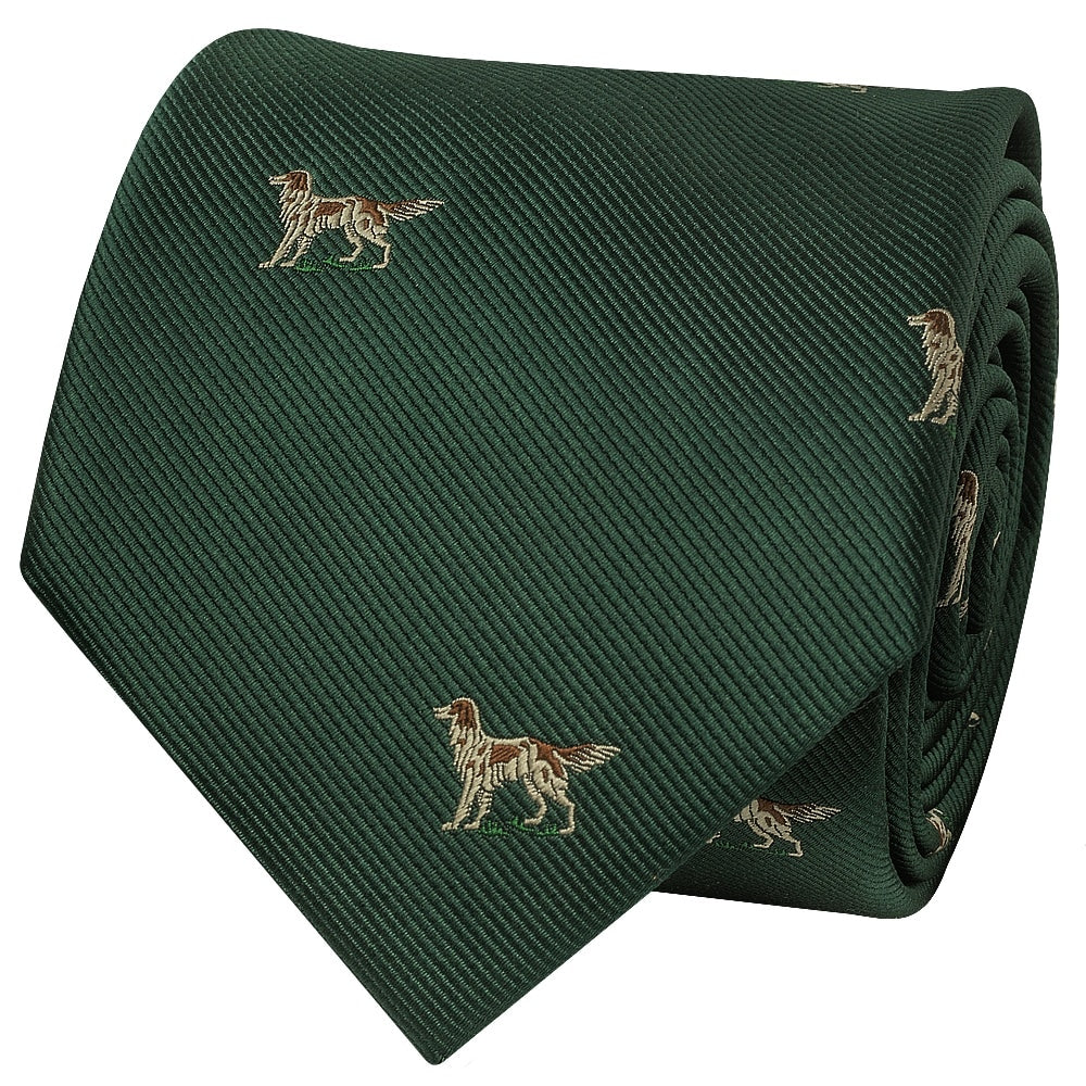 Bottle Green Dog Head Classic Mens Tie 2