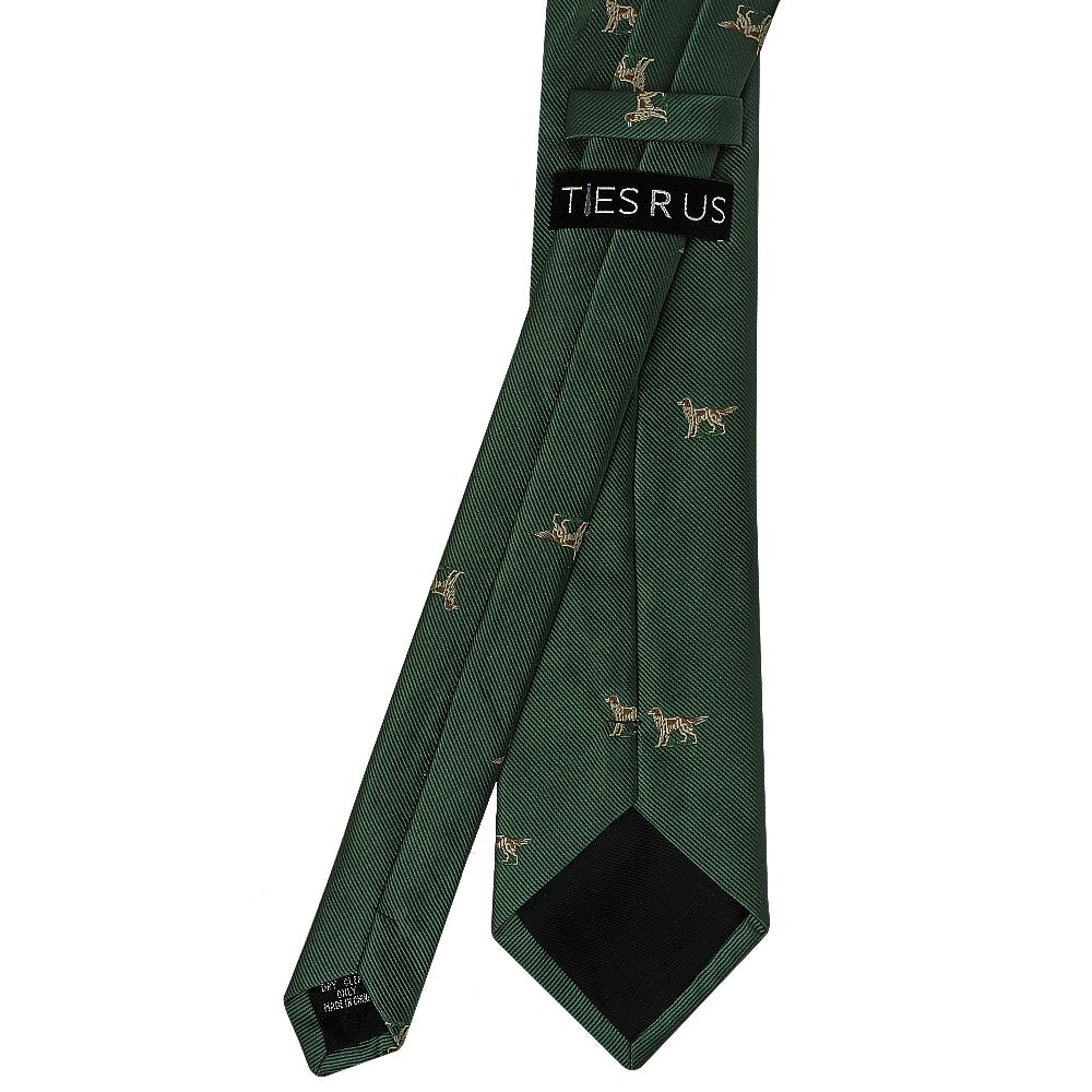 Bottle Green Dog Head Classic Mens Tie 3