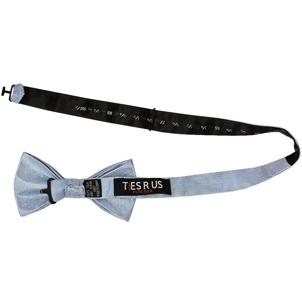 Plain Dusty Blue Silk Mens Bow Tie 2