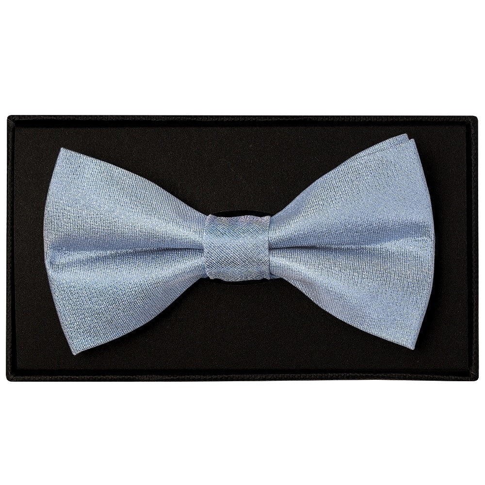 Plain Dusty Blue Silk Mens Bow Tie And Pocket Square Set 2