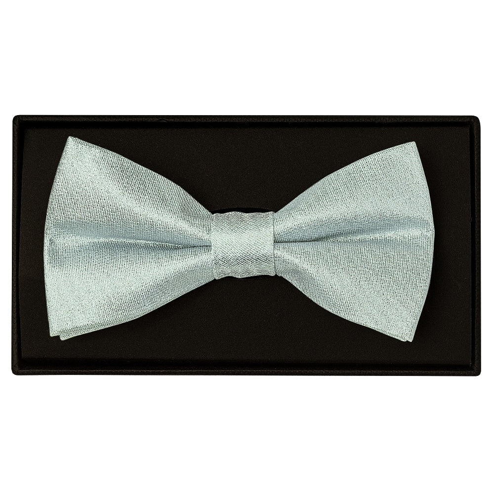 Plain Duck Egg Silk Mens Bow Tie And Pocket Square Set 2